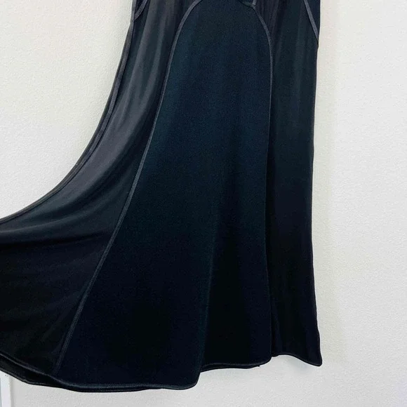 Max Mara Size Medium Maxi Dress Black Knit Sleeveless Scoop Neck Piping Detail - Picture 9 of 10